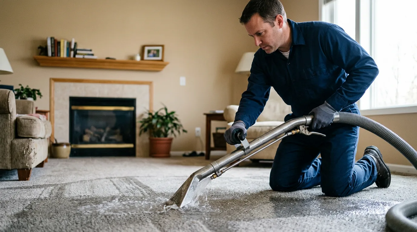 Water damage restoration technician working near Oak Brook, IL